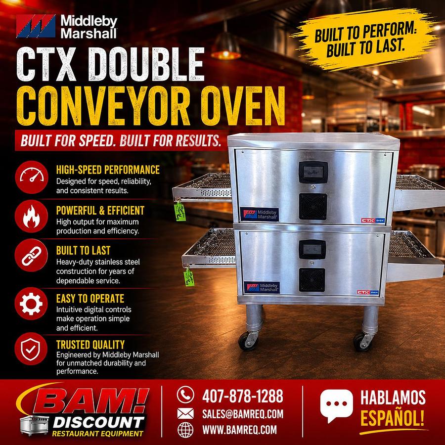 Used Middleby Marshall DZ33T CTX Electric Infrared Conveyor Oven - Double Stack, STD Single Belt, Menu Select Controller — 208V, 3PH