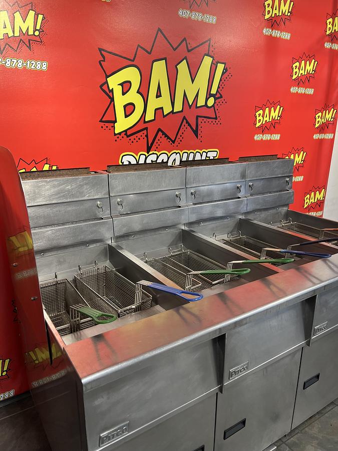 Used Pitco SSH55 Commercial Gas Fryer Battery