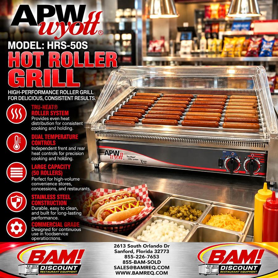 Refurbished APW Wyott HRS-50S Commercial Hot Dog Roller Grill