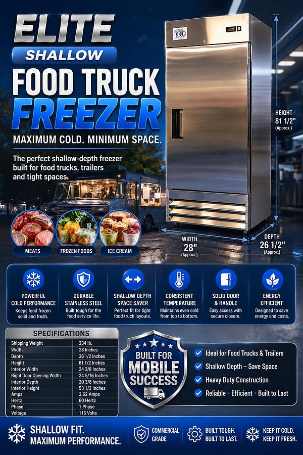 Elite Shallow Food Truck Freezer