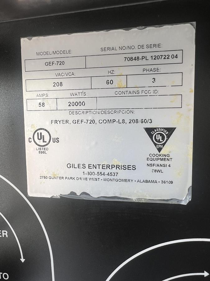 Refurbished Giles GEF-720 Commercial Electric Fryer – Digital Controls & Built-In Filtration
