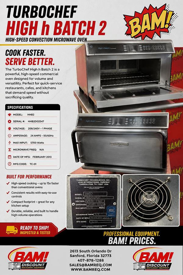 Used TurboChef High h Batch 2 High-Speed Convection Microwave Oven