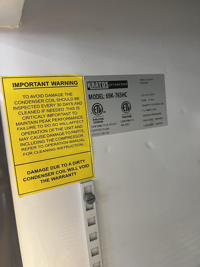 Used Kratos 1 Door Commercial Reach-In Freezer Stainless Steel Tested Working