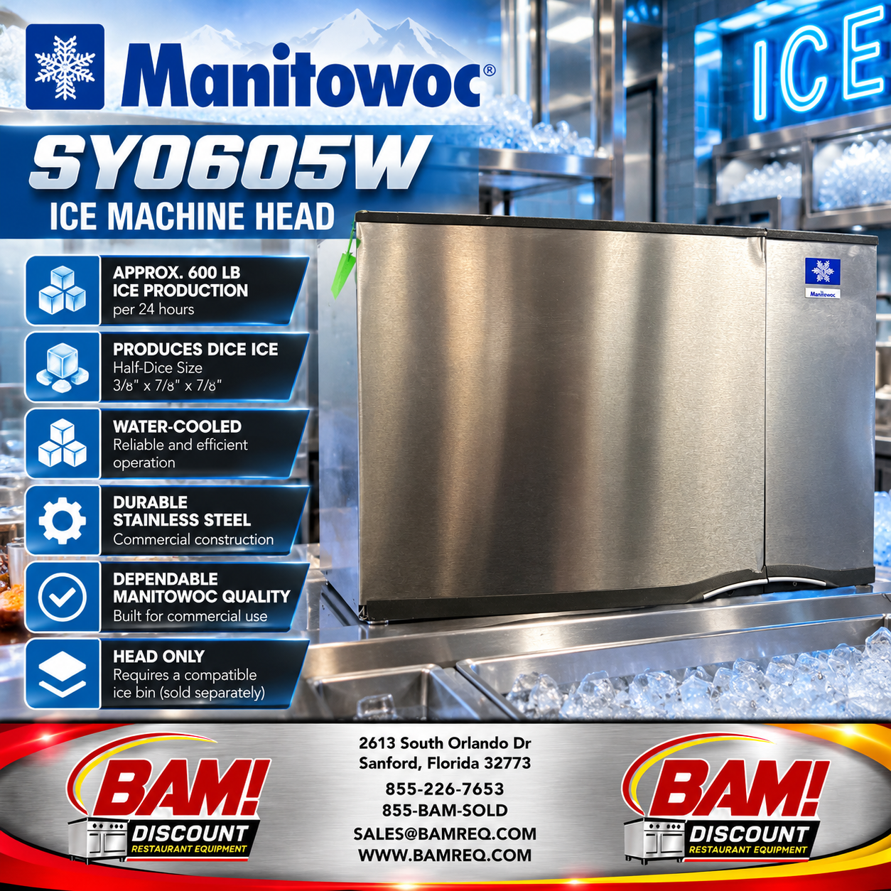 Refurbished Manitowoc SY0605W Water-Cooled Ice Machine Head – Approx. 600 lb/day