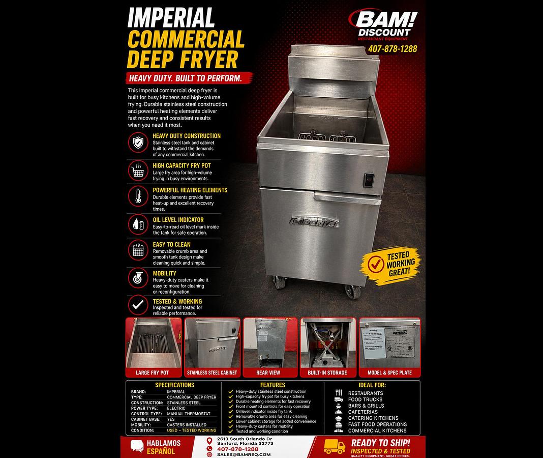 Used Imperial Commercial Heavy Duty Deep Fryer