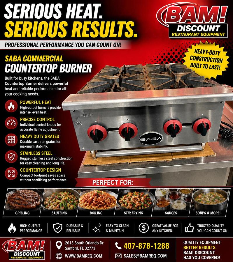 Used SABA 4 Burner Commercial Countertop Gas Hot Plate