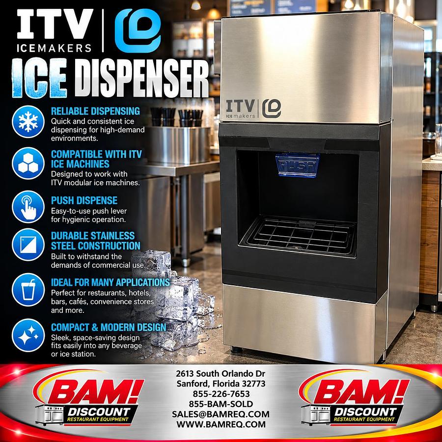 Refurbished ITV Commercial Ice Dispenser Stainless Steel Push Dispensing Restaurant Hotel