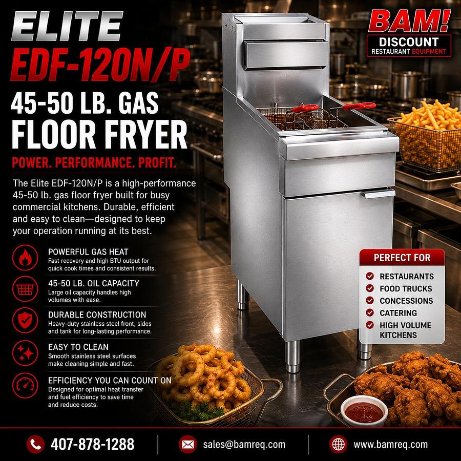 ELITE EDF-120N/P 45-50 Lb. Gas Floor Fryer