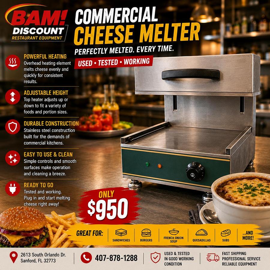 Used Commercial Countertop Cheese Melter Salamander Broiler Adjustable Heat 120V