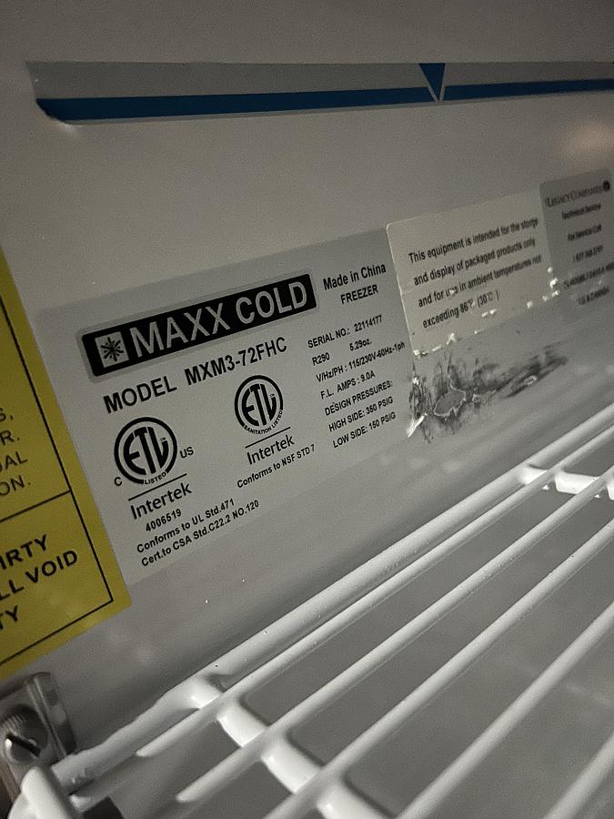 Refurbished Maxx Cold 3 Door Glass Merchandiser Freezer Commercial Display Reach-In