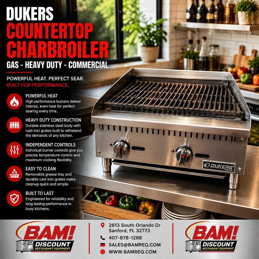 Used Dukers Commercial Gas Countertop Charbroiler Heavy Duty Restaurant Grill