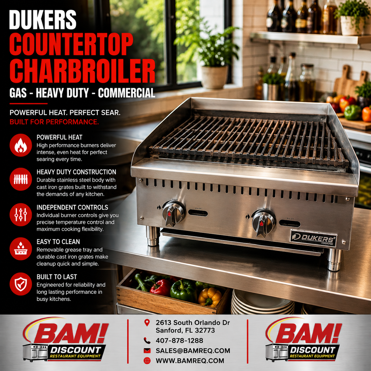 Used Dukers Commercial Gas Countertop Charbroiler Heavy Duty Restaurant Grill