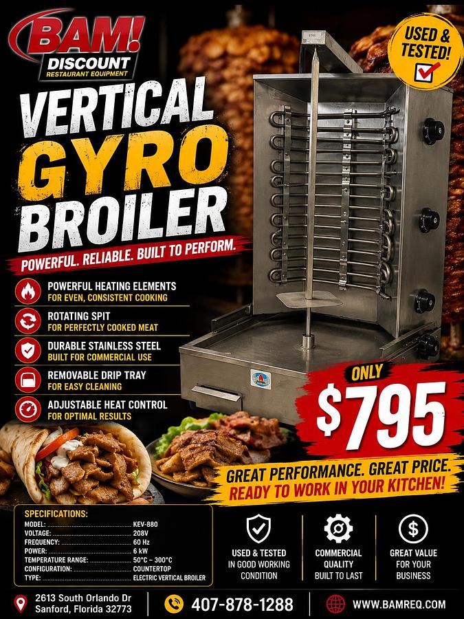 Used Electric Vertical Broiler / Gyro Grill / Commercial Electric Gyro / Shawarma Vertical Broiler