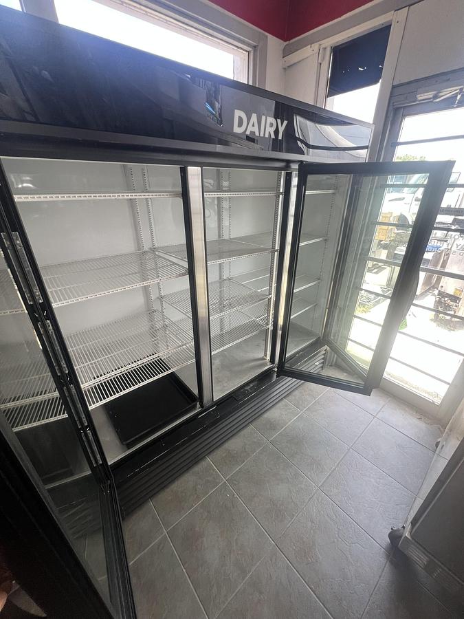 Used 3 Door Glass Door Dairy Cooler Merchandiser Refrigerator Display Case