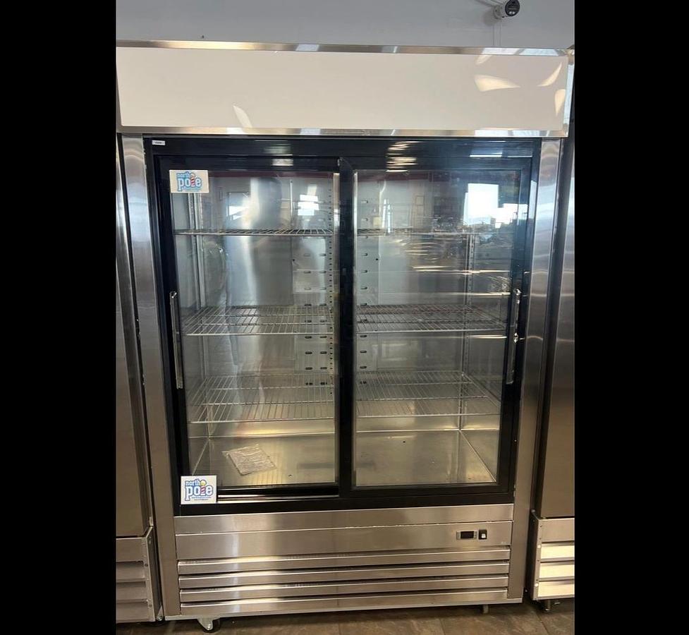 North Pole Stainless Steel Sliding Glass 2 Door Refrigerator