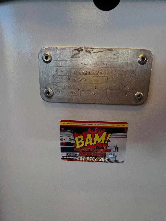 Used Hobart H-600T 60 Qt MixerHobart H-600T 60 Qt Mixer