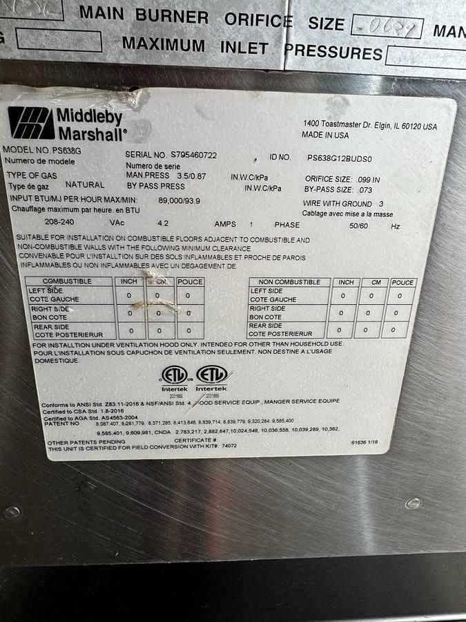 Used Middleby Marshall PS638G-2 65” Gas Double Impingement Conveyor Oven - Natural GasMiddleby Marshall PS638G-2 65” Gas Double Impingement Conveyor Oven - Natural Gas
