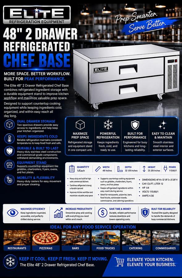 Elite Stainless Steel 48" Chef's Base