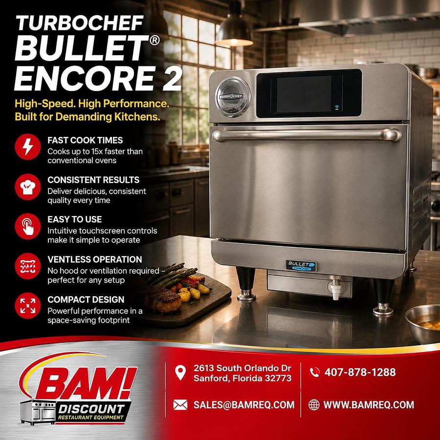 Used TurboChef Bullet Encore 2 High-Speed Ventless Rapid Cook Oven – 208/240V