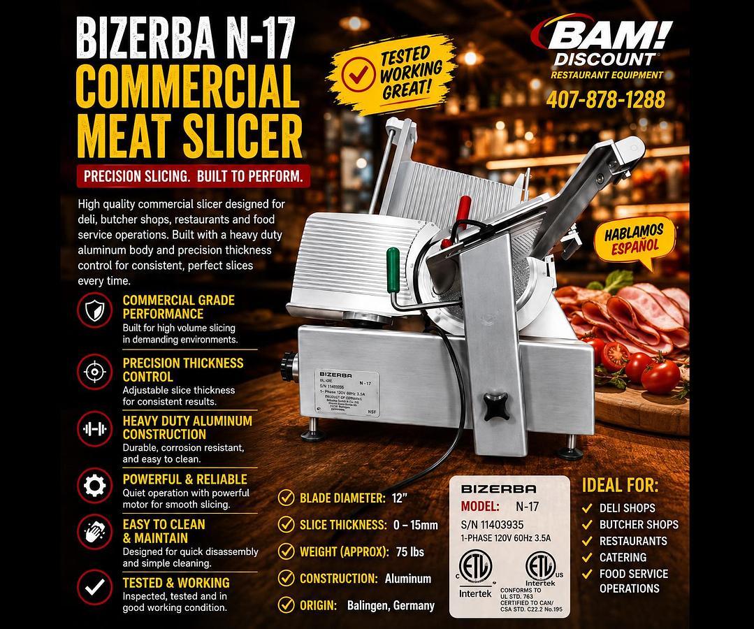 Used Bizerba N-17 Commercial Meat Slicer – Heavy Duty Slicer