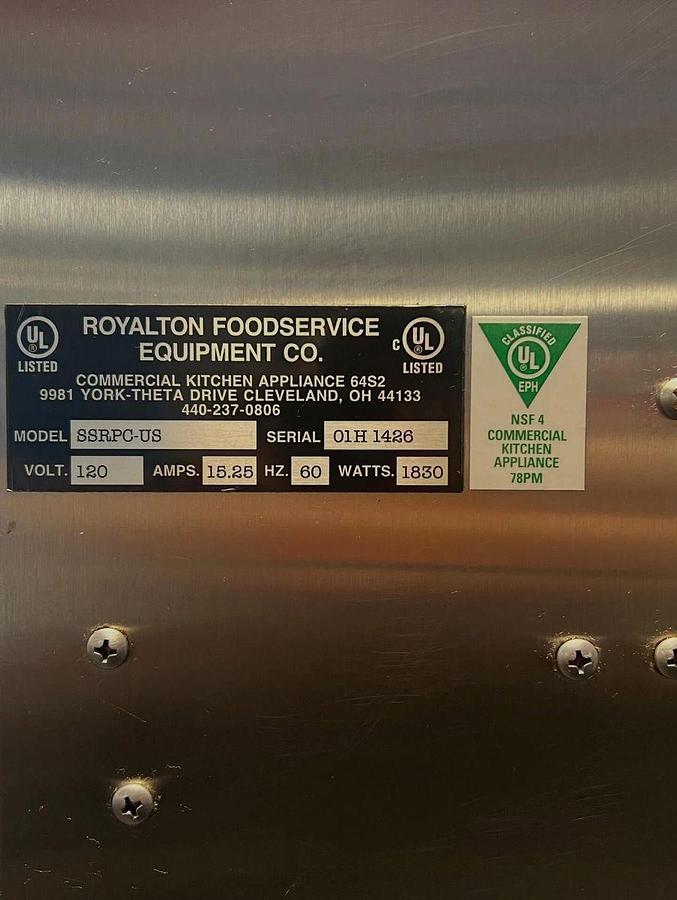 Used Royalton SSRPC-US Electric Full Size Mobile Heated Holding CabinetRoyalton SSRPC-US Electric Full Size Mobile Heated Holding Cabinet