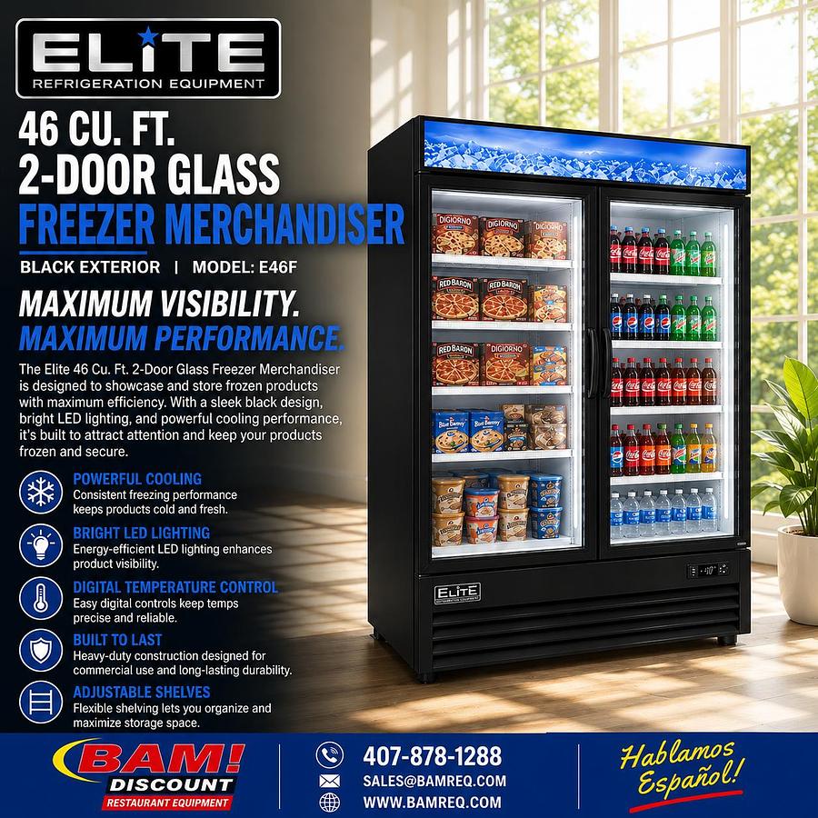Elite Glass 2-Door Freezer Merchandiser