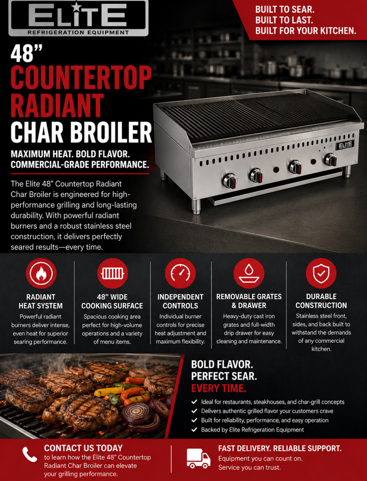 ELITE ECG48 Gas Radiant Charbroiler | 48"
