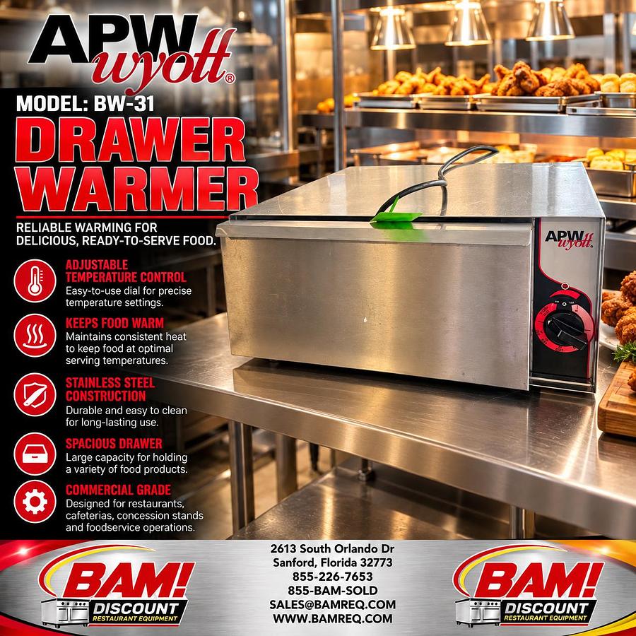 Refurbished APW Wyott BW-31 Commercial Countertop Drawer Warmer – Stainless Steel Food Warming Unit
