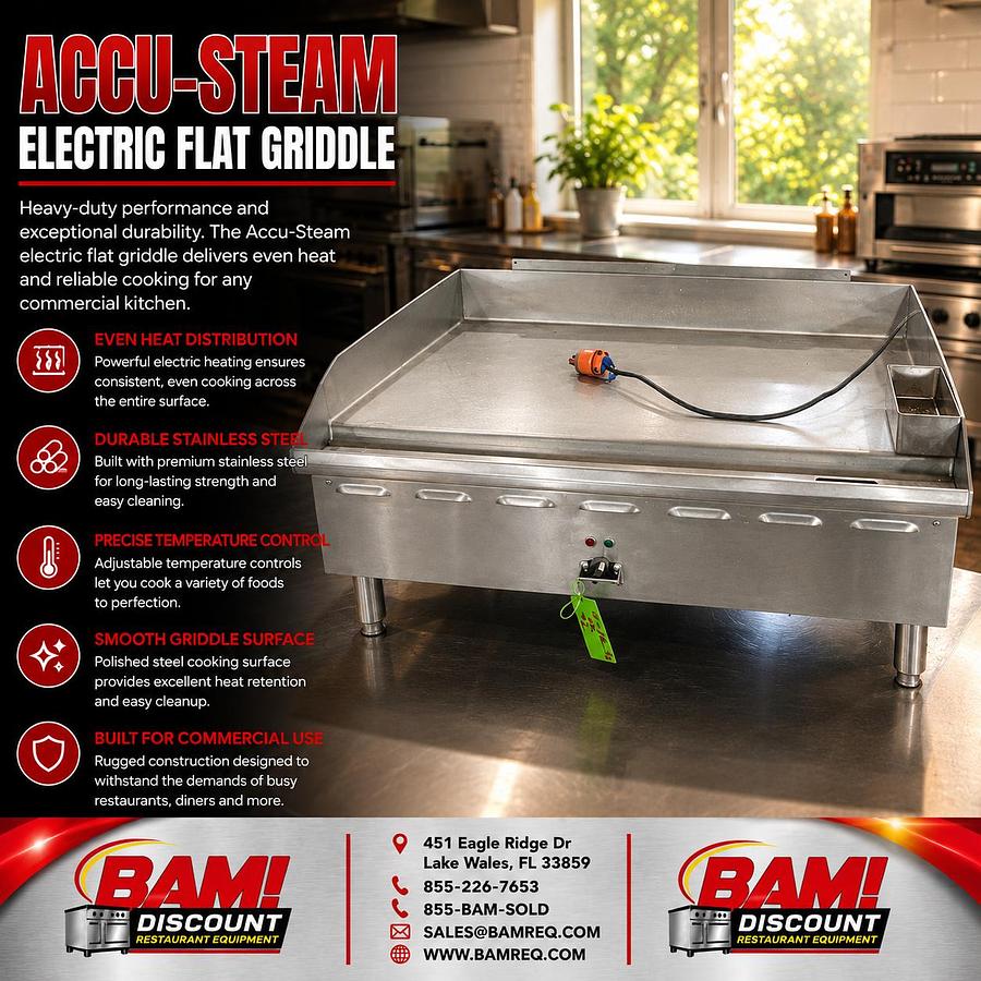 Refurbished Accu-Steam Commercial Electric Flat Top Griddle Heavy Duty Stainless Steel