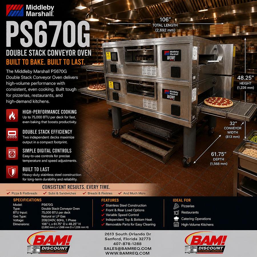 Used PS670G DOUBLE STACK CONVEYOR OVEN