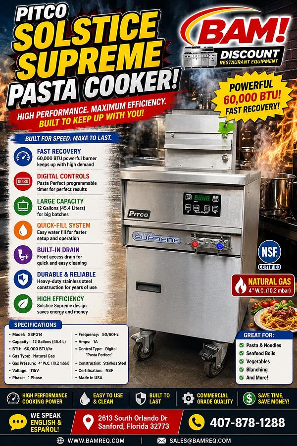 Used Pitco Solstice Supreme SSPG14 Gas Pasta Cooker