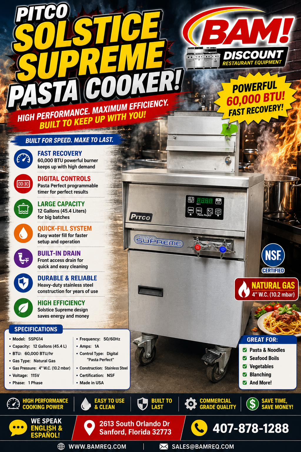 Used Pitco Solstice Supreme SSPG14 Gas Pasta Cooker