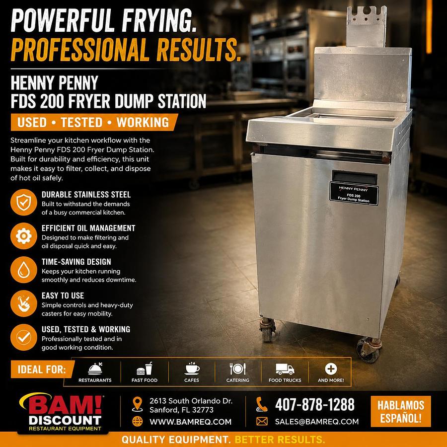Used Henny Penny FDS-200 Fryer Dump Station Holding Station Stainless Steel