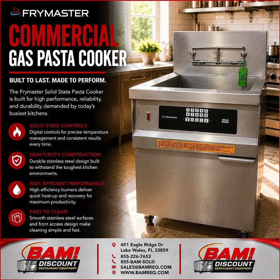 Refurbished Frymaster Commercial Gas Pasta Cooker Solid State Digital Controls Stainless Steel