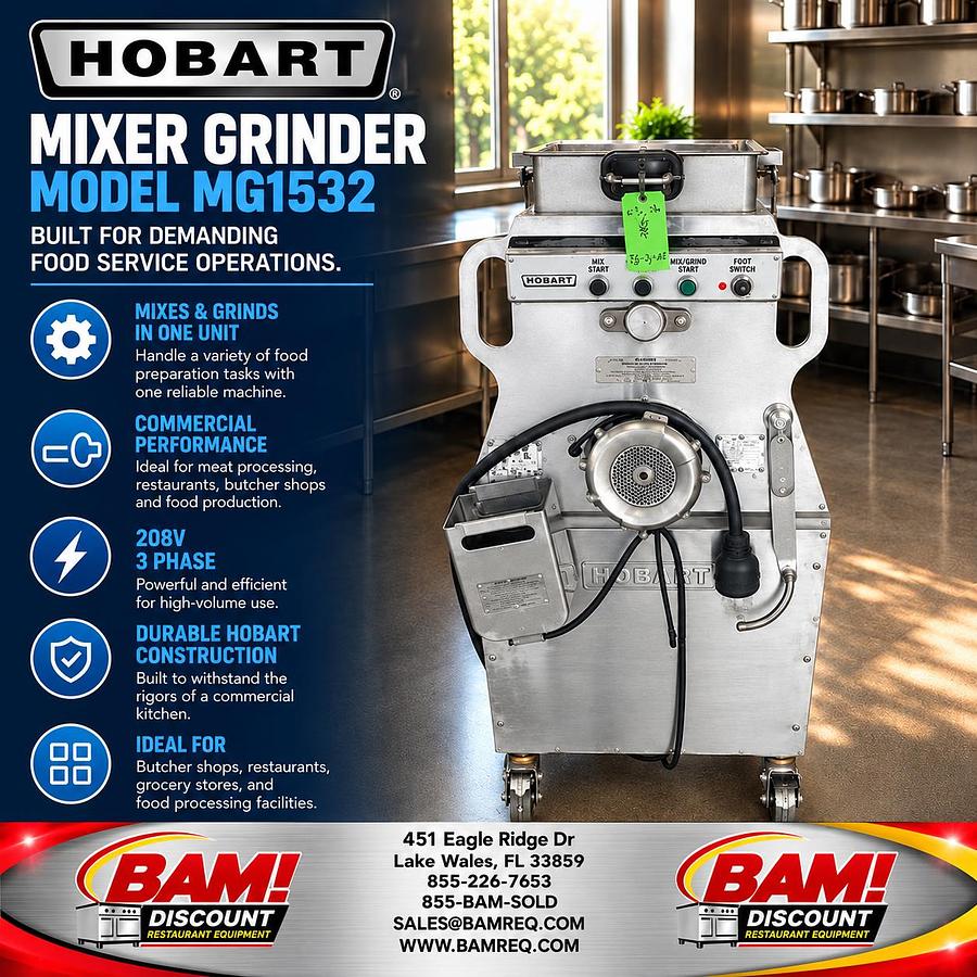 Refurbished Hobart MG1532 Commercial Mixer Grinder Meat Grinder 208V 3 Phase Heavy Duty