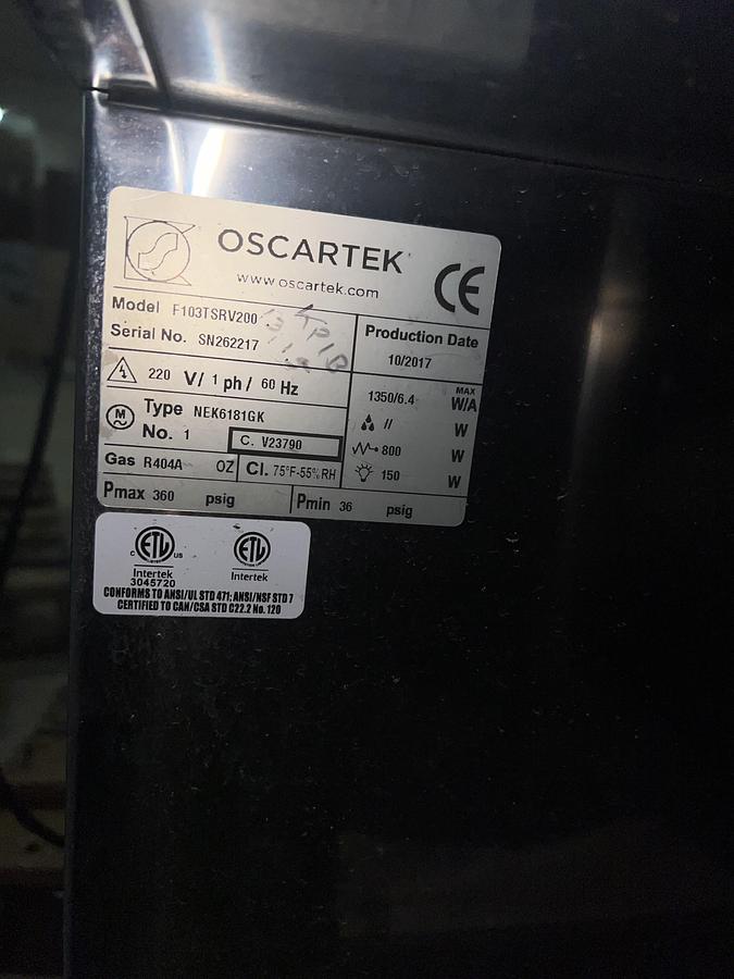 Refurbished Oscartek 3-Section Glass Refrigerated Display Case Stainless Steel Merchandiser