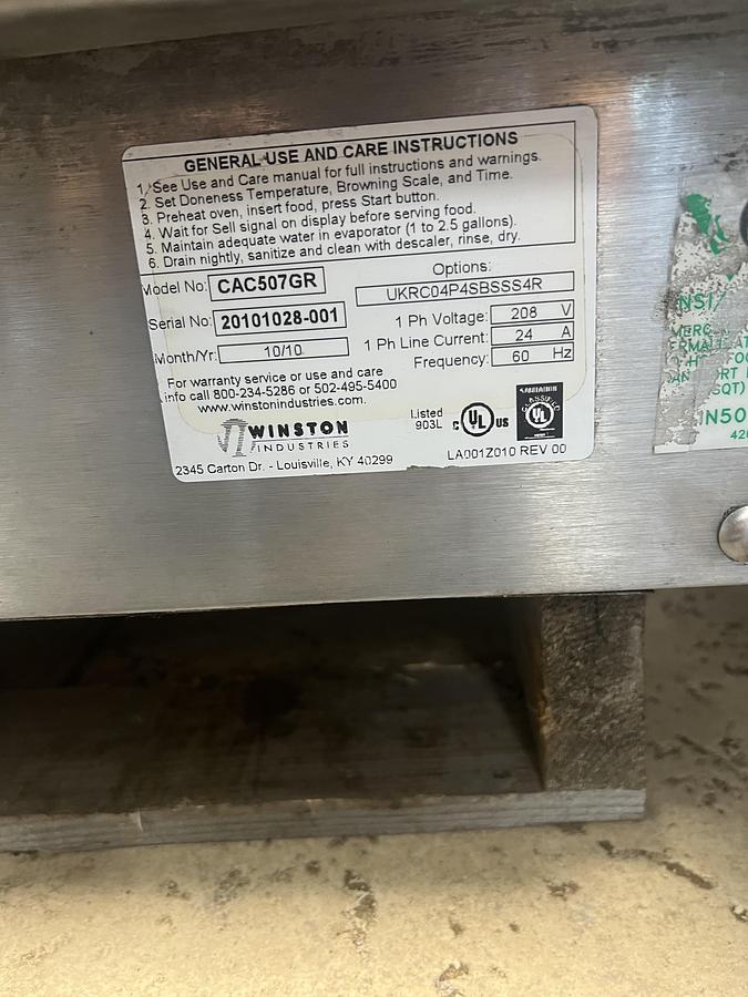 Used Winston CVap Silver Edition Cook & Hold Oven
