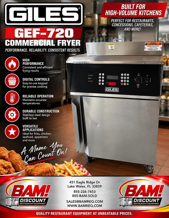 Refurbished Giles GEF-720 Commercial Electric Fryer – Digital Controls & Built-In Filtration