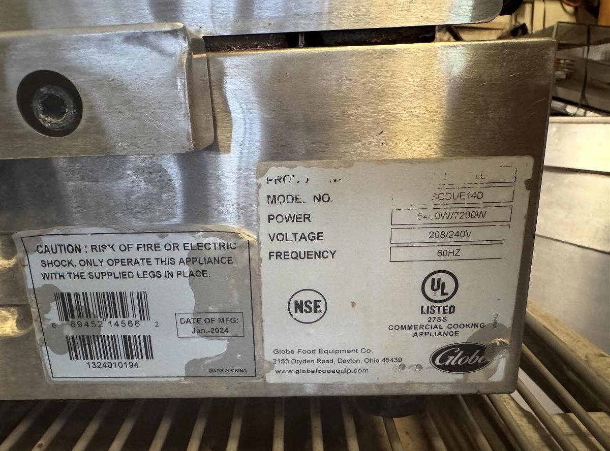 Used Globe GP14 Commercial Flat Top Panini Press Sandwich Grill – 208V 3 Phase