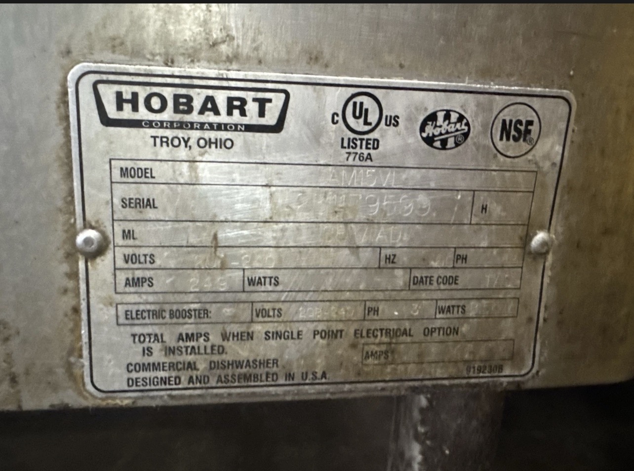 Refurbished HOBART COMMERCIAL VENTLESS PASS-THROUGH DISHWASHER – HEAVY-DUTY STAINLESS STEEL