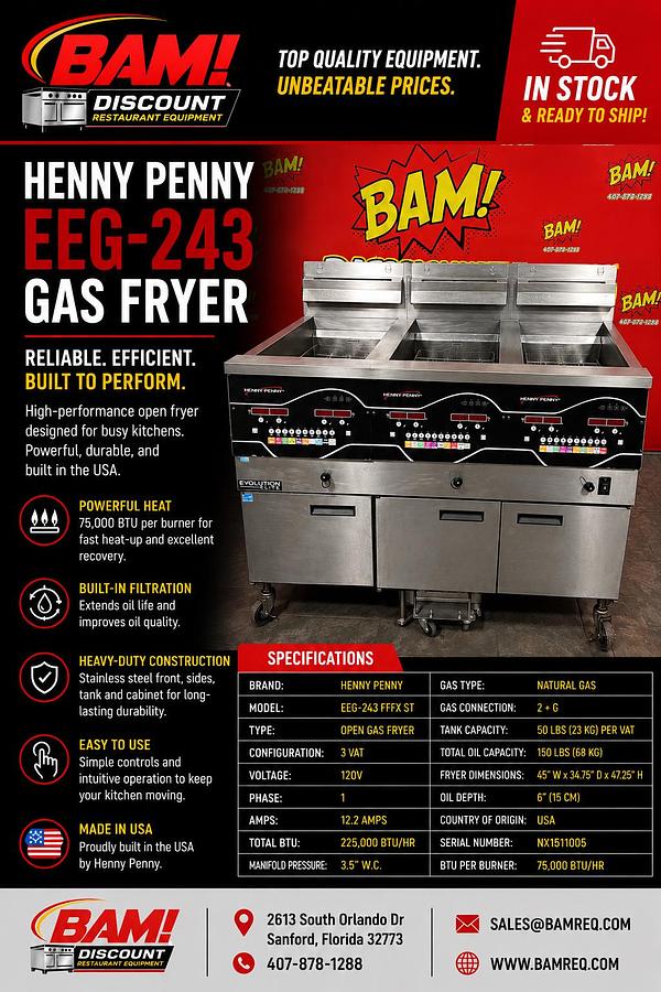 Used Henny Penny EEG-243 FFFX ST Evolution Elite Open Fryer