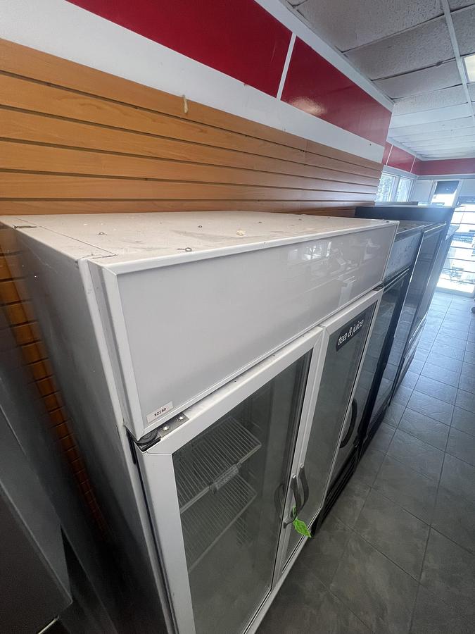 Used Beverage-Air Double Glass Door Merchandiser Refrigerator Cooler White