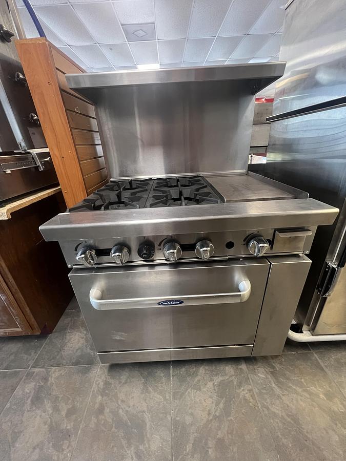 Used CookRita 4 Burner Gas Range w/ Griddle & Standard Oven Commercial Restaurant