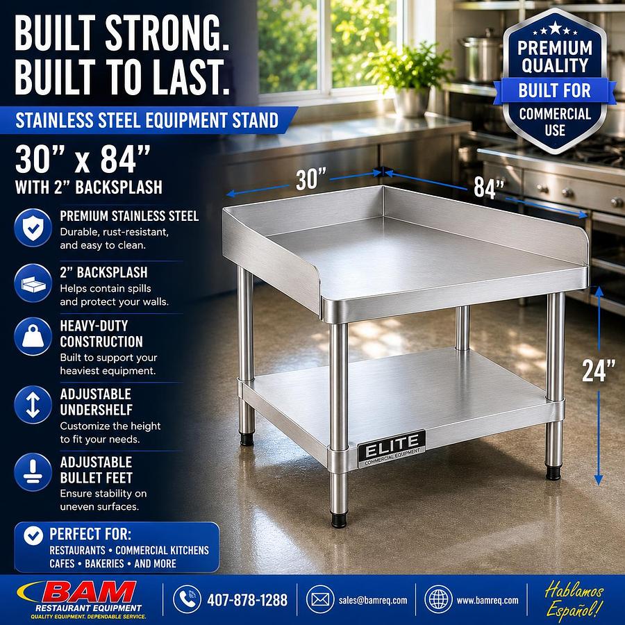 30"x 84" Stainless Steel Equipment Stand with Galvanized Undershelf