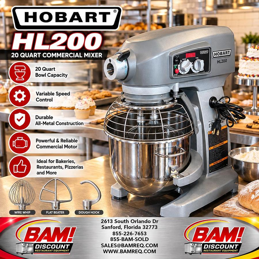 NEW Hobart HL200 20 Quart Commercial Legacy Planetary Mixer – Heavy Duty – 120V
