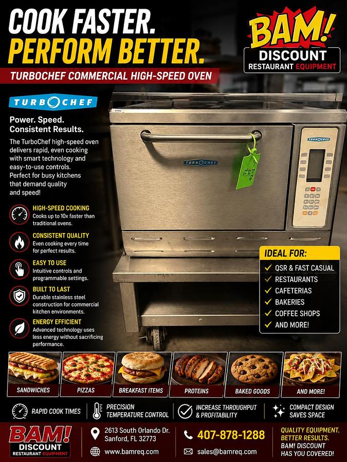 Used TurboChef High-Speed Rapid Cook Commercial Oven Countertop Tested Working
