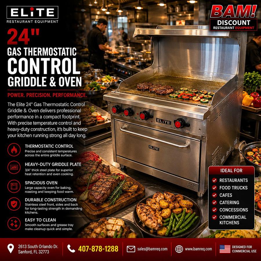 ELITE 24" Gas Thermostatic Control Griddle & Oven