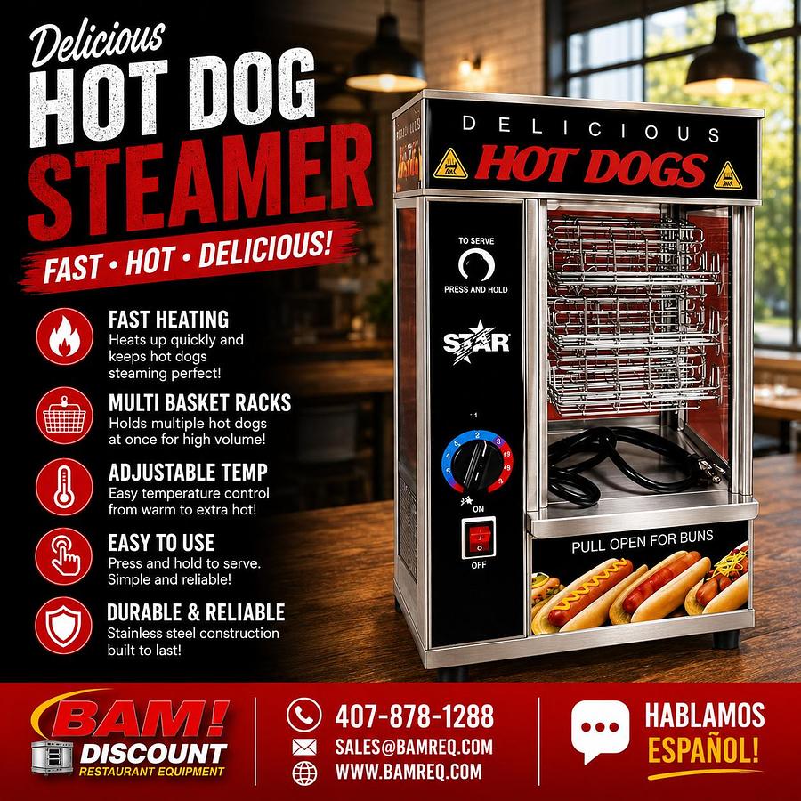 Used Star Commercial Hot Dog Steamer & Merchandiser