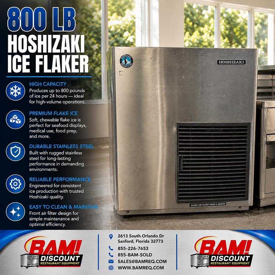 Used Hoshizaki 800 LB Commercial Flake Ice Machine Flaker Stainless Steel