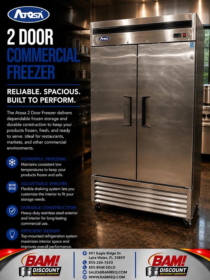 Used Atosa 2 door commercial reach in freezer